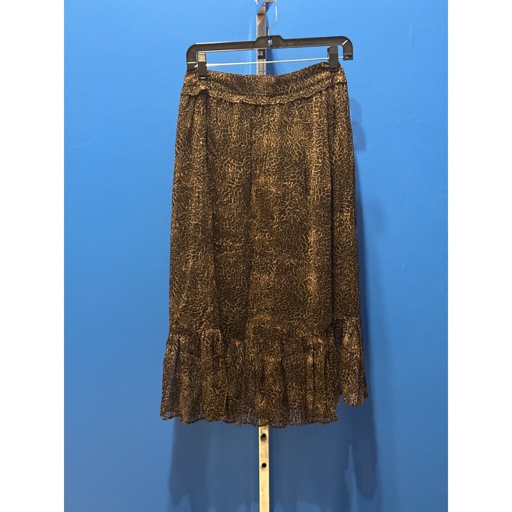Gemma Skirt Size 6 Nala Leopard Print Ruffle Hem Midi Length  MSRP $148
